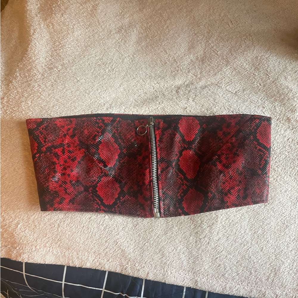 Red Snake Skin Tube Top - Picture 2 of 6